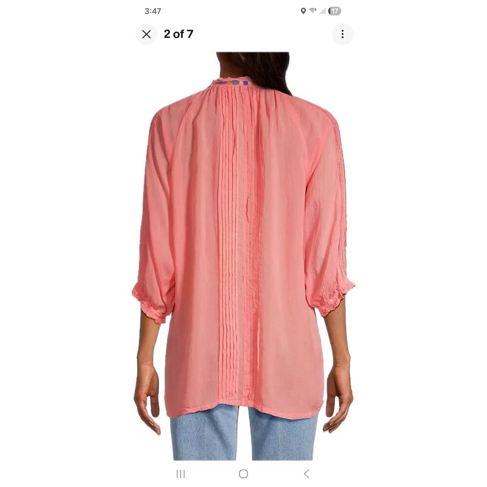 Johnny Was Leona Embroidered Tunic - Shell Pink - Size Small - Picture 2 of 6
